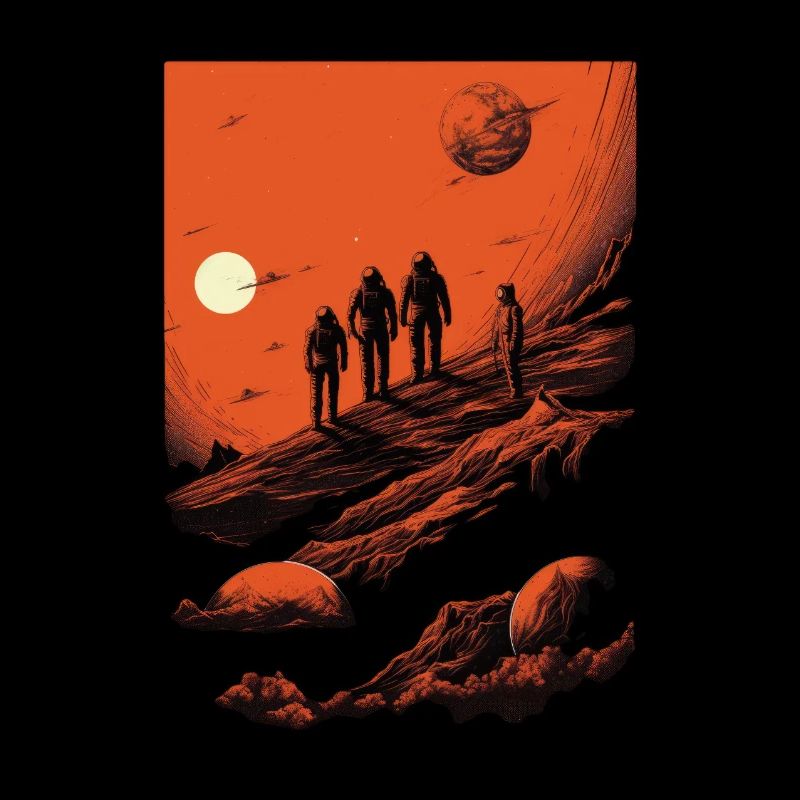 A group of Astronauts Exploring an Alien planet