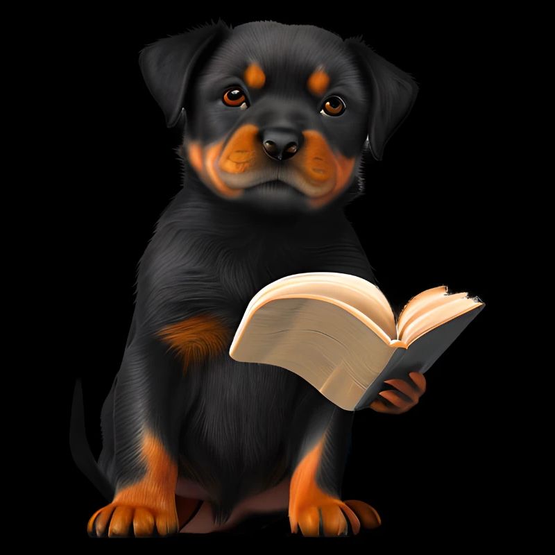Rottweiler Buch lesen Hunde Rottweilerwelpe Hund