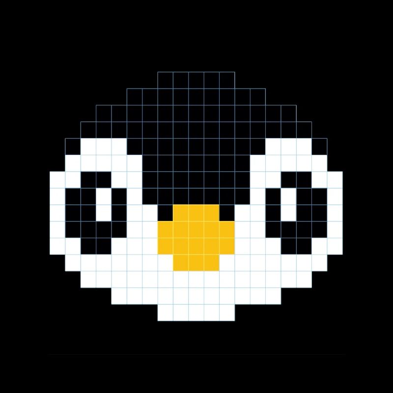 Pixelated penguin head