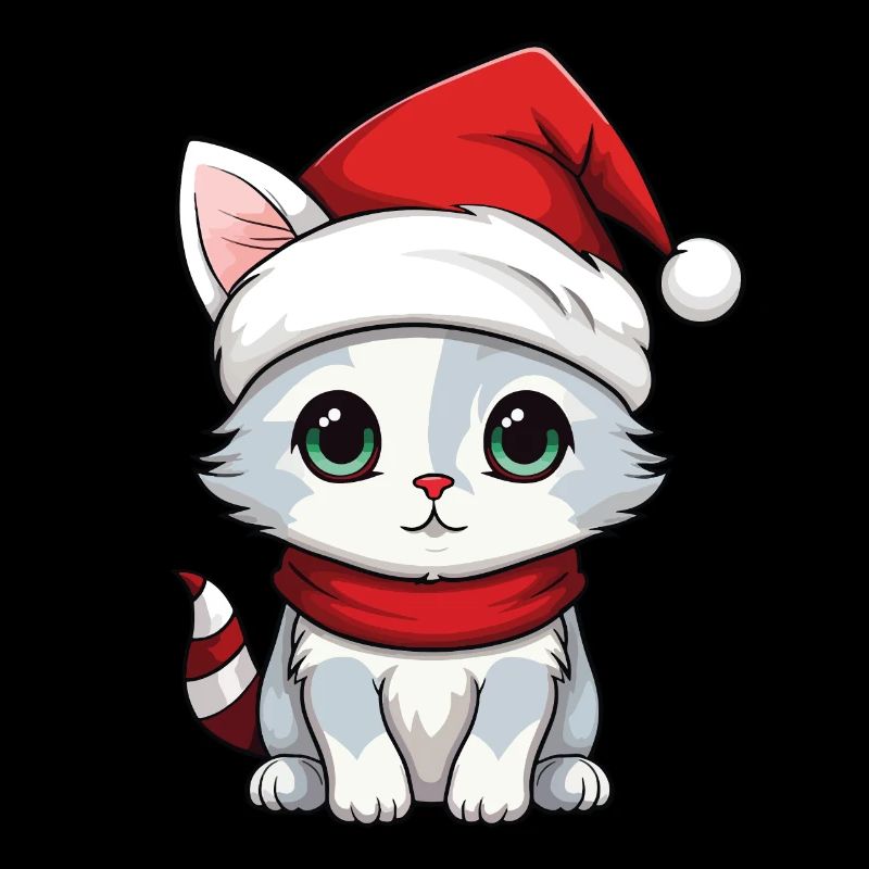 Chat Noël Chat De Noël Mignon Joyeux Catmas