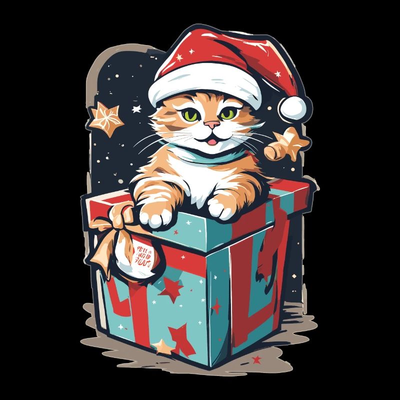 Noël miaou chat | Chaton Noël Cadeau Mignon