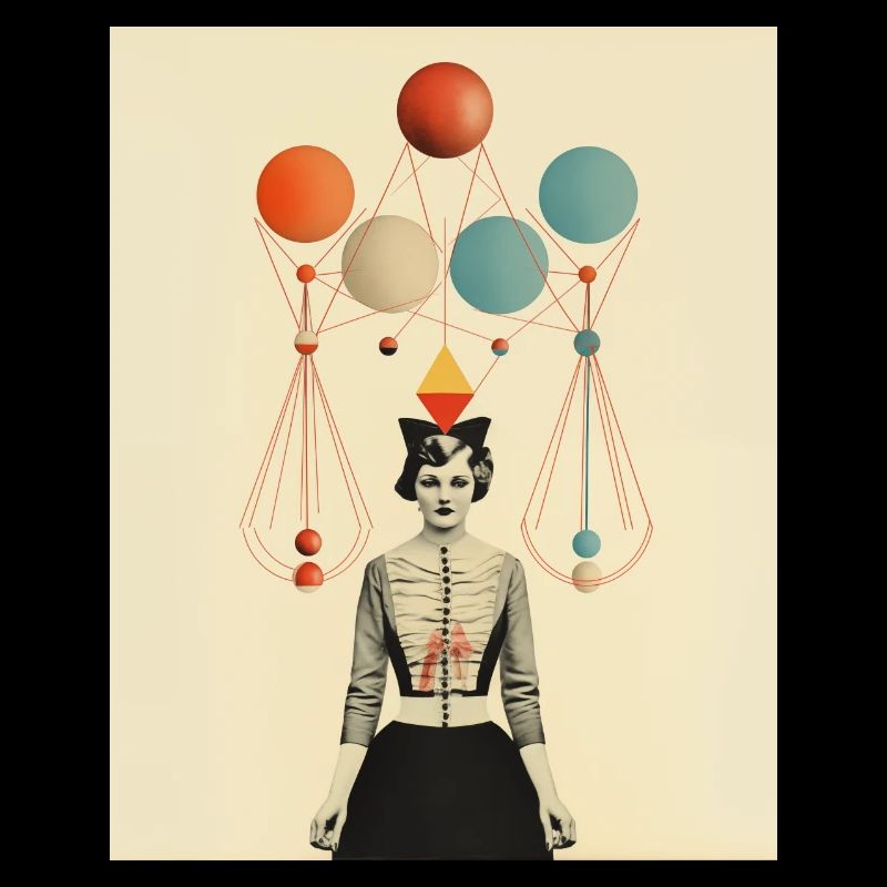 Thinking circus lady paper collage