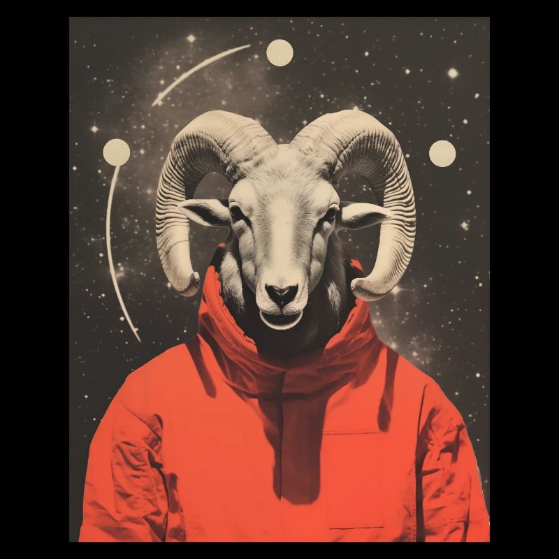 Aries Ram Surrealistic Collage