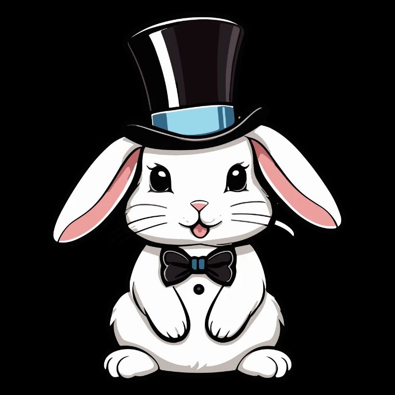 Lapin blanc avec un chapeau et nœud papillon