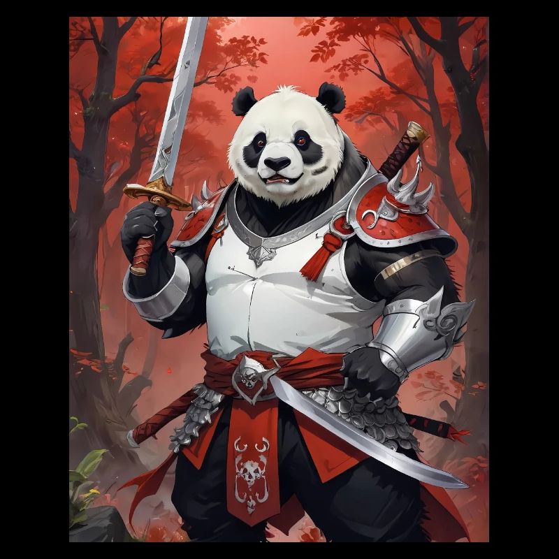 A monstrous behemoth beast a panda bear samurai