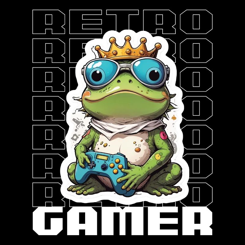 Retro Gamer Frosch mit Controller Konsolenspiele