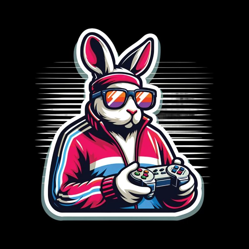 Cool Gamer Bunny With Controller