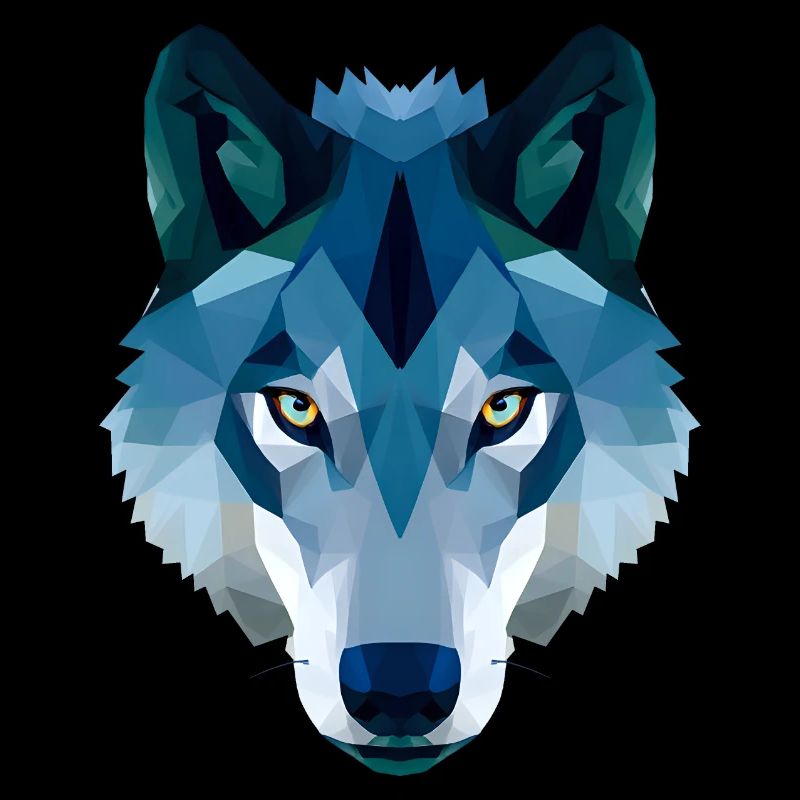loup polygonal bas en bleu et blanc