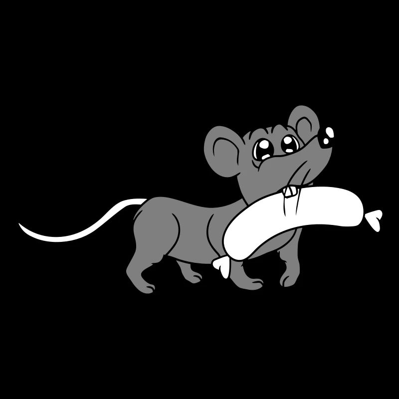 Mouse big sausage eating hunger sausage grilling
