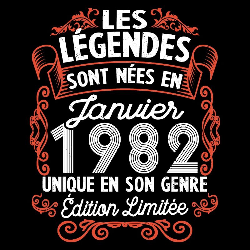 Vintage Flourish Cadeau Anniversaire Janvier 1982