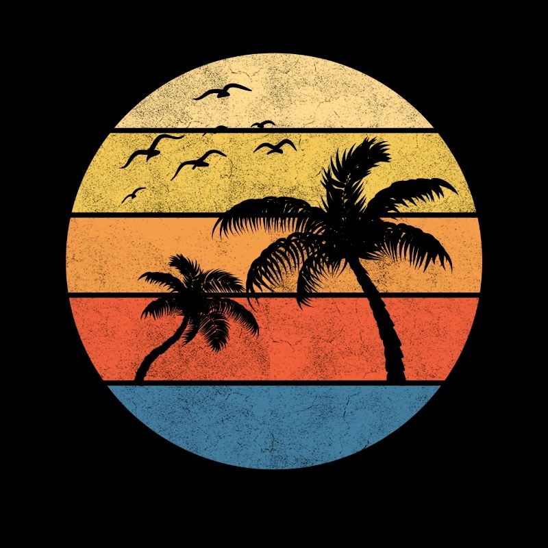 Palmier Île été Rétro Plage Sunset