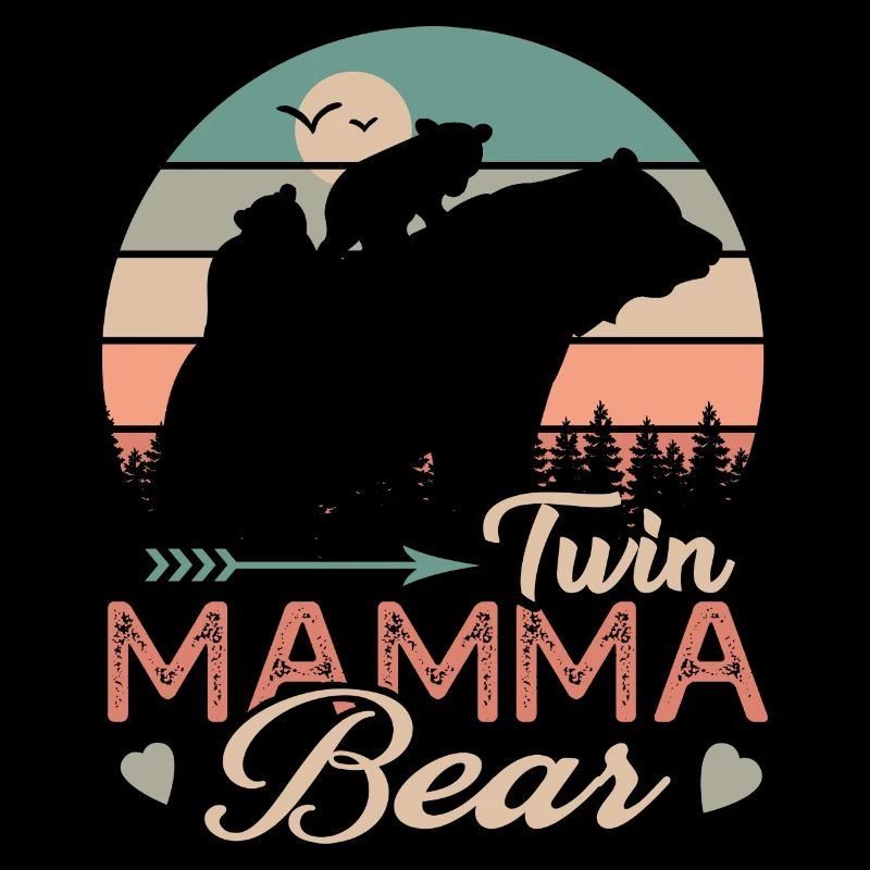 twin mamma bear gift tshirt mom twins