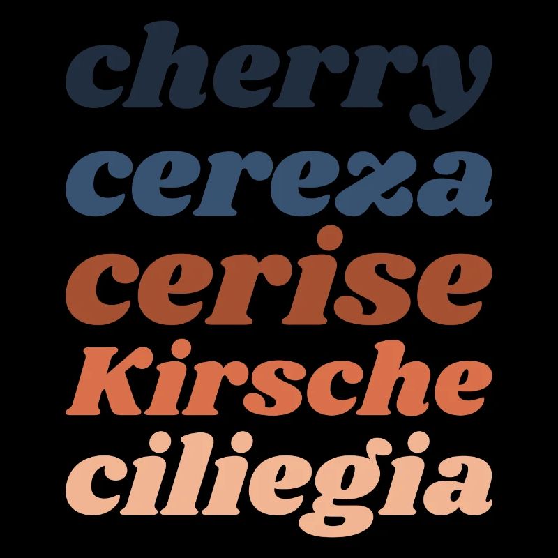 "Cherry" - lettering in 5 languages