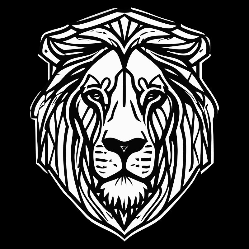 Black & White Geometric Lion
