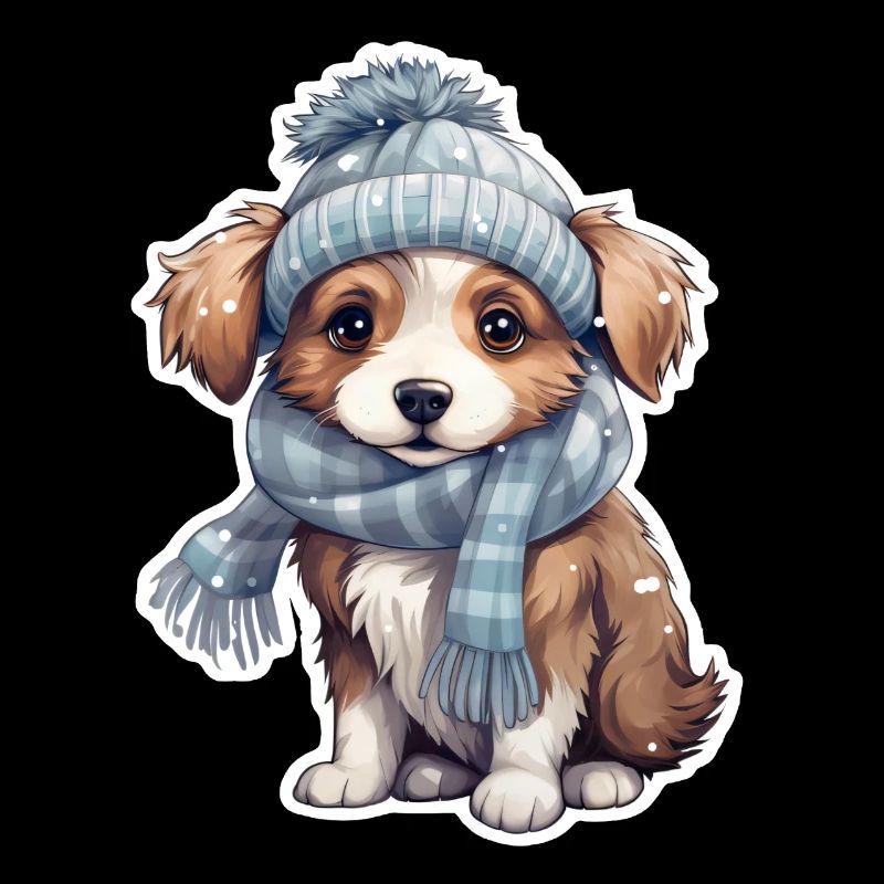 chiot mignon en hiver