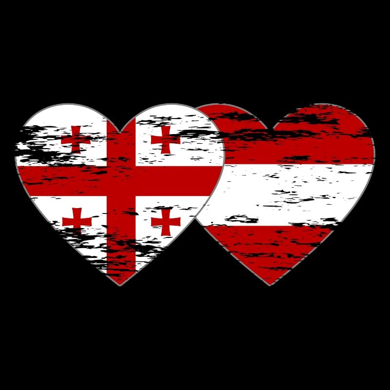 Géorgie Autriche drapeau coeur utilisé