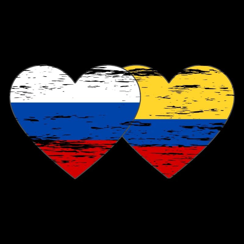 Russie Colombie drapeau coeur utilisé