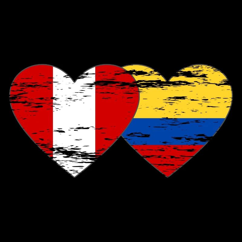 Pérou Colombie drapeau coeur utilisé