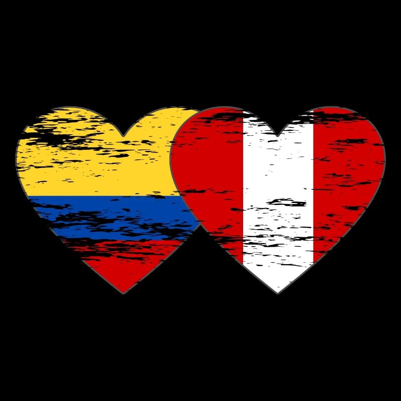 Colombie Pérou Drapeau Coeur Utilisé
