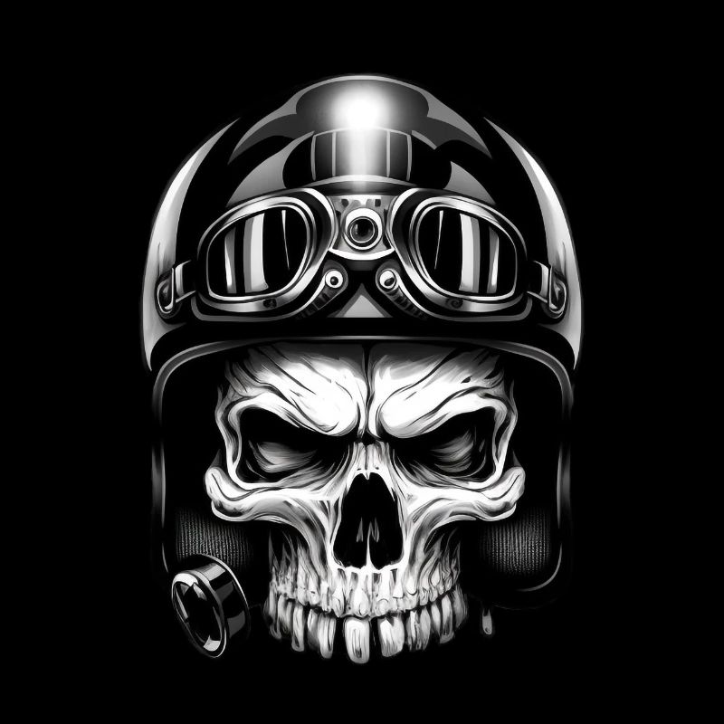 Evil skull with helmet and glasses