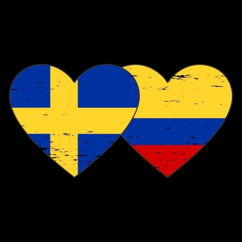 Suède Colombie drapeau coeur utilisé