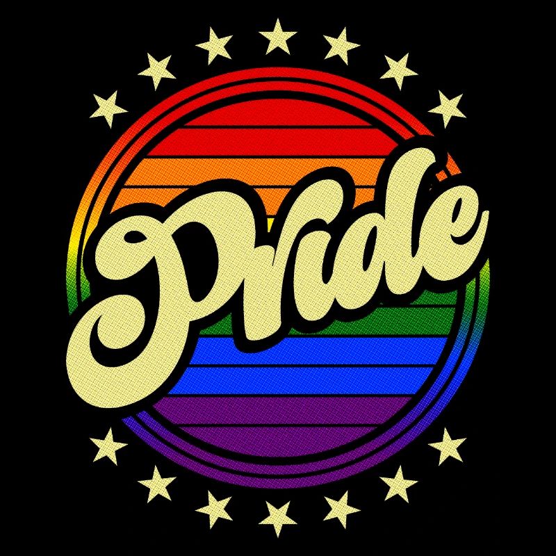 Pride Design Vintage LGBT Rainbow Circle & Stars