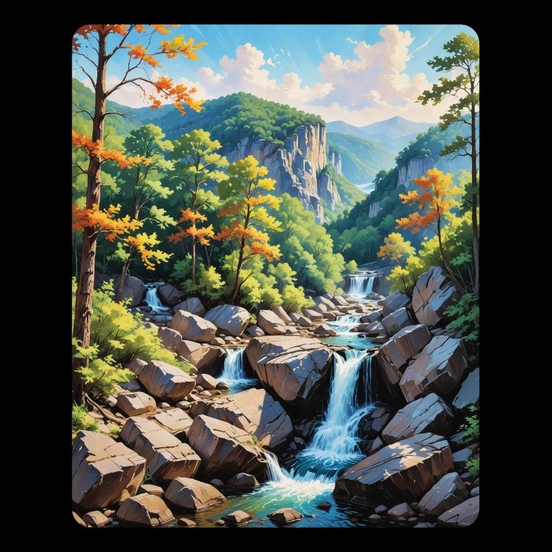 Serene Mountain Waterfall Landscape