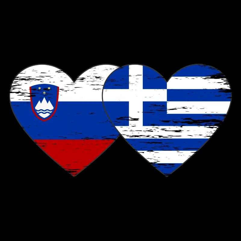 Slovénie Grèce drapeau coeur utilisé