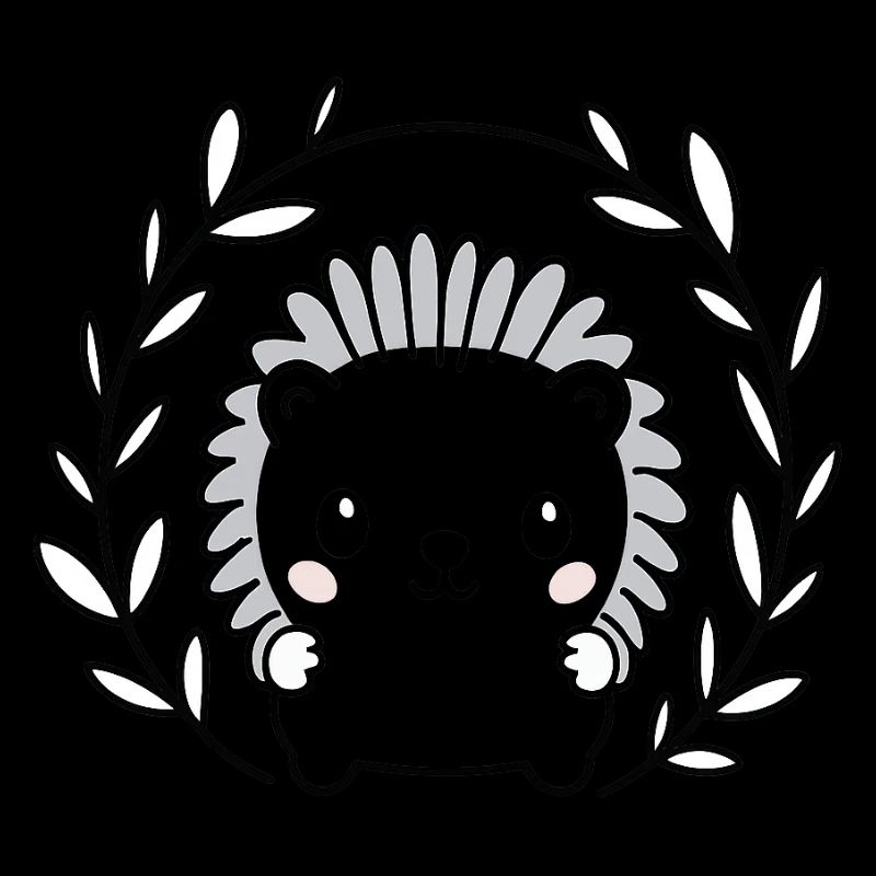 Hérisson doux dans une couronne de feuilles