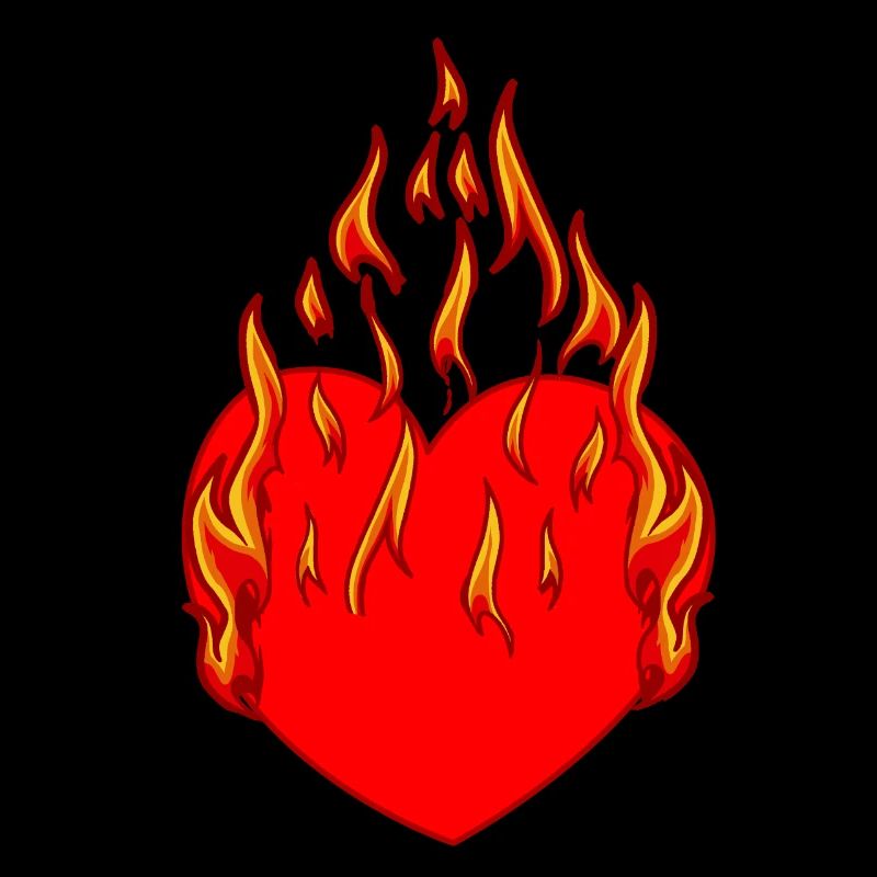 Fiery heart valentine fire flame romantic