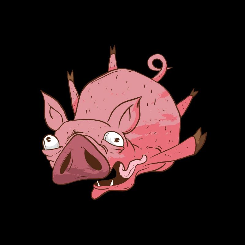 Flying pig funny comic pig