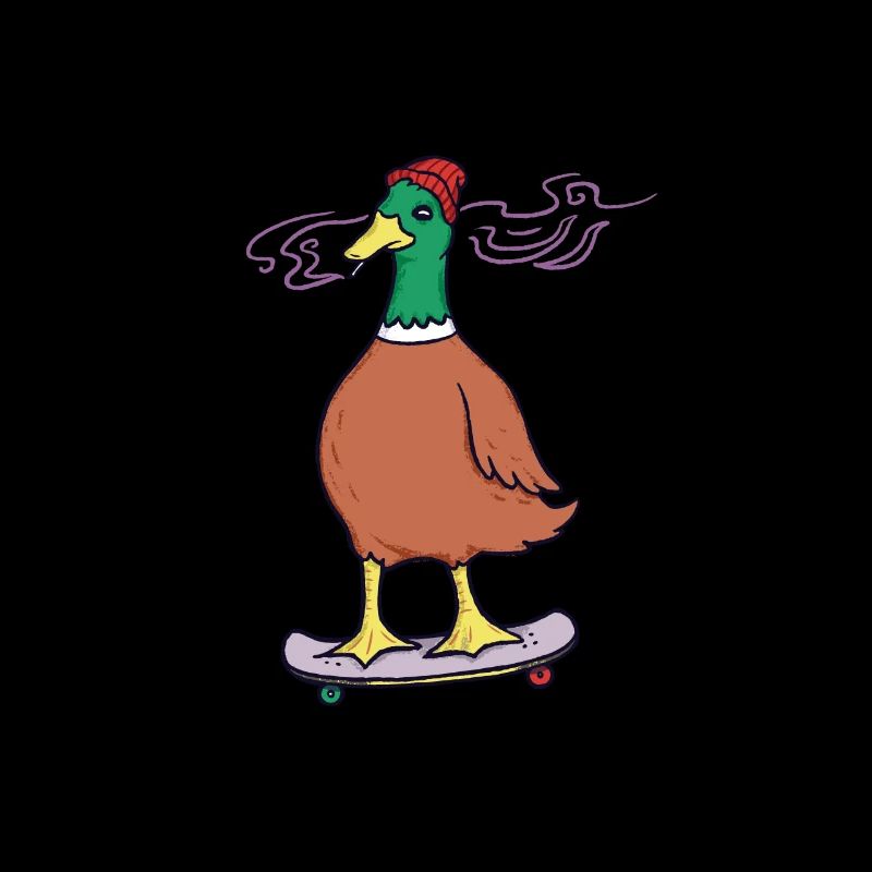 Cool duck on a skateboard