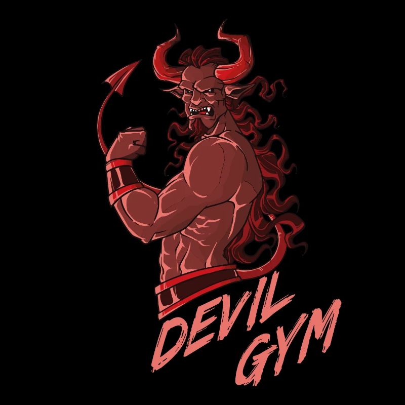Devil Gym The devil trains in a gym design