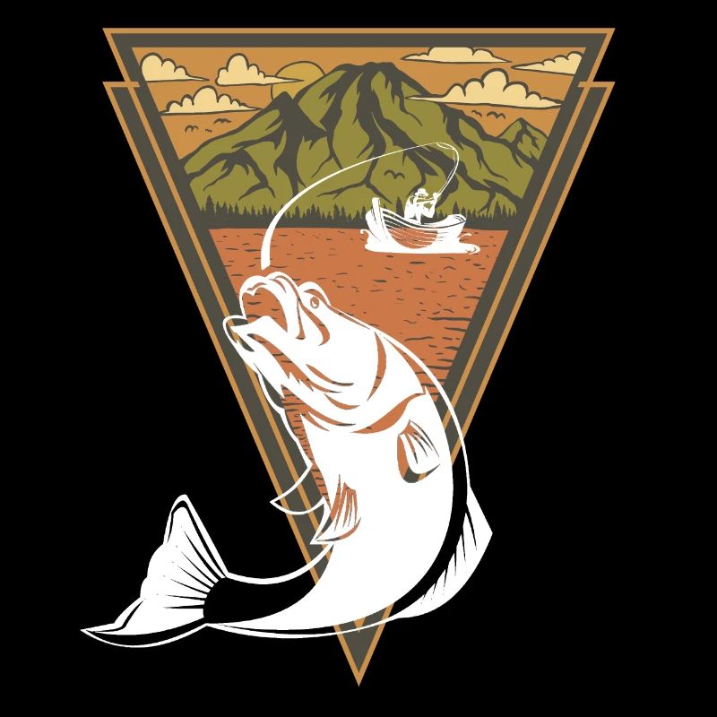 angling father uncle with fish float at sea