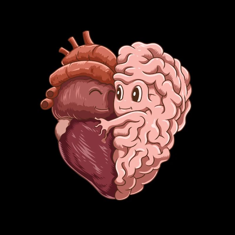 Funny heart love brain mind teamwork