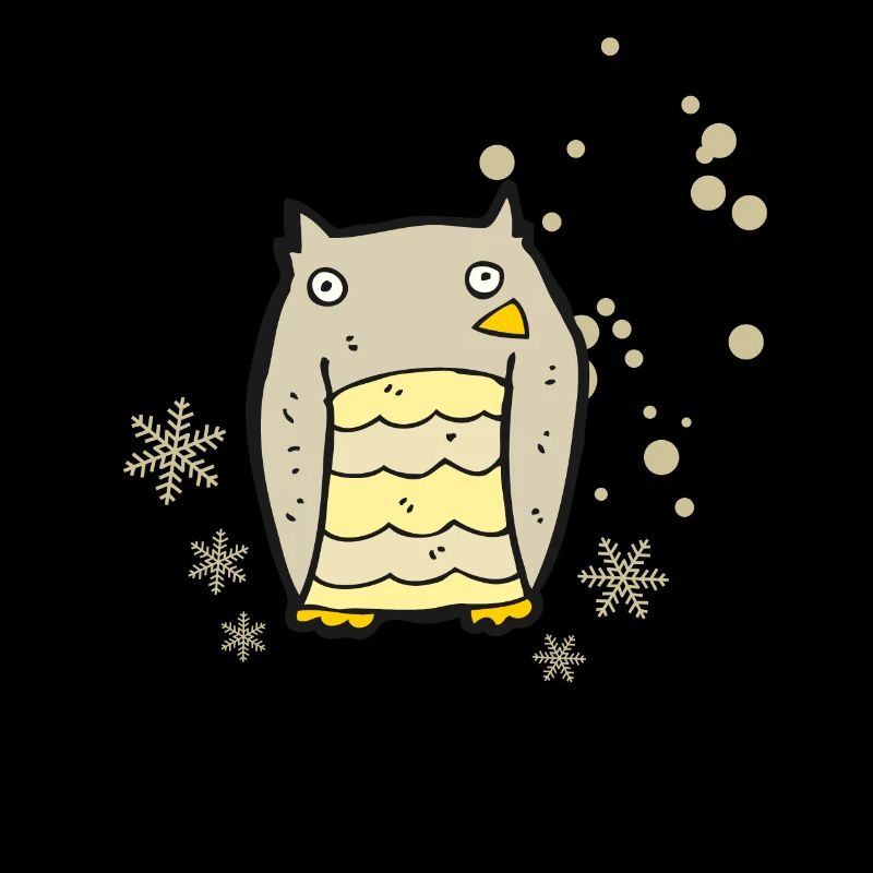 Chouette copieuse avec des flocons de neige