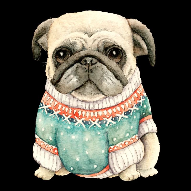 Netter Mops-Welpe im Winterpullover-Geschenk für Mopsliebe