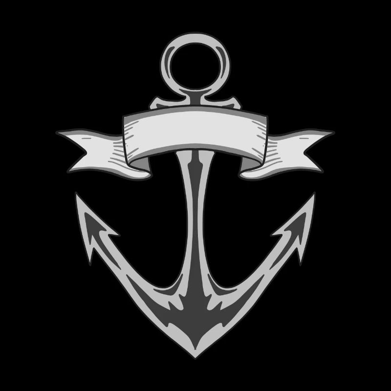 Anker mit Banner in Graustufen