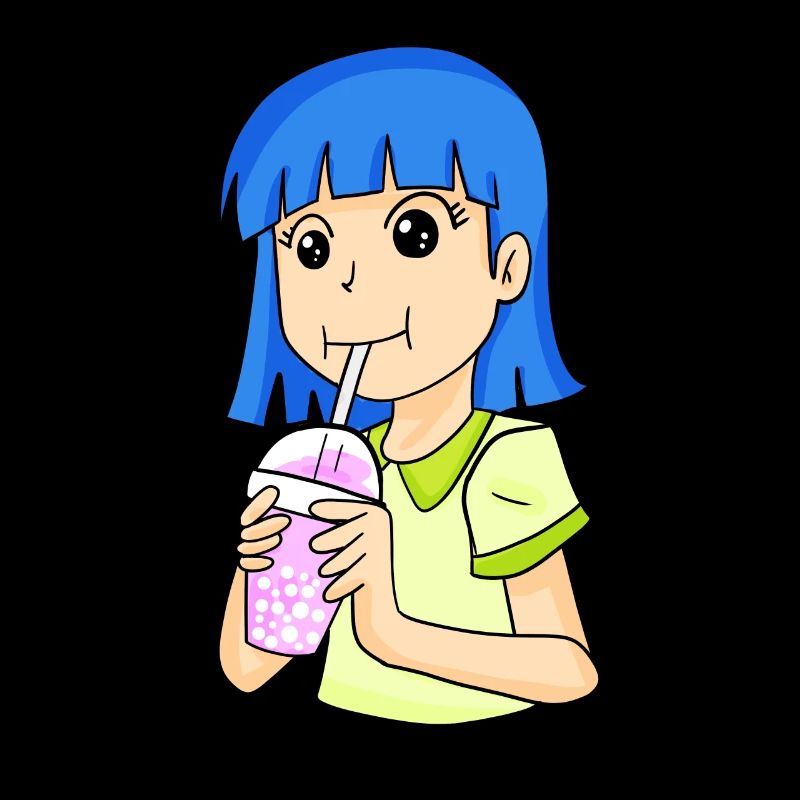 Anime Mädchen mit bubble tea
