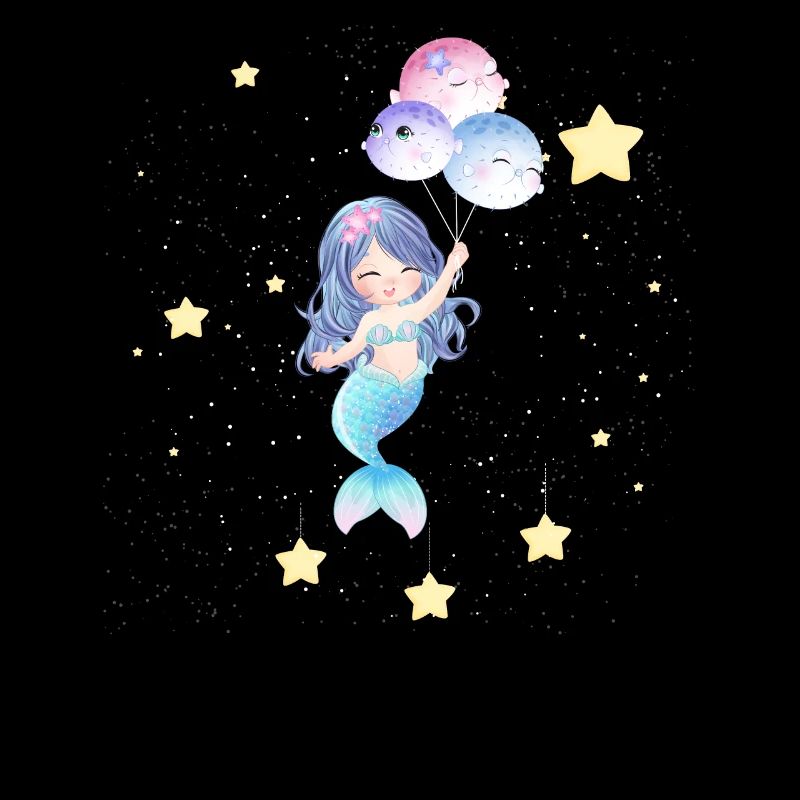 Sirène de l’espace flottant avec des ballons