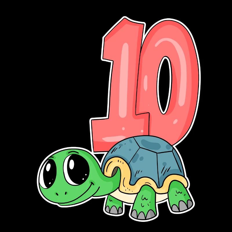10 years old - 10th birthday - turtle motif