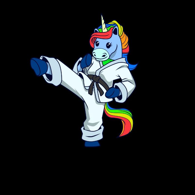 Comic Einhorn macht Karate