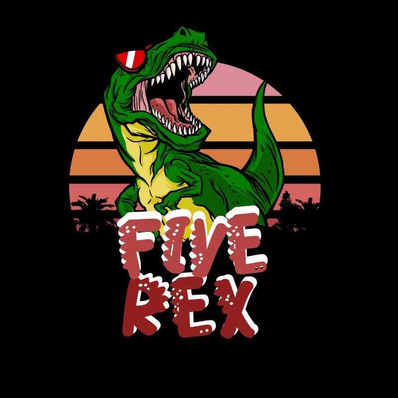 5th Birthday Boy five Rex Dinosaur Dino