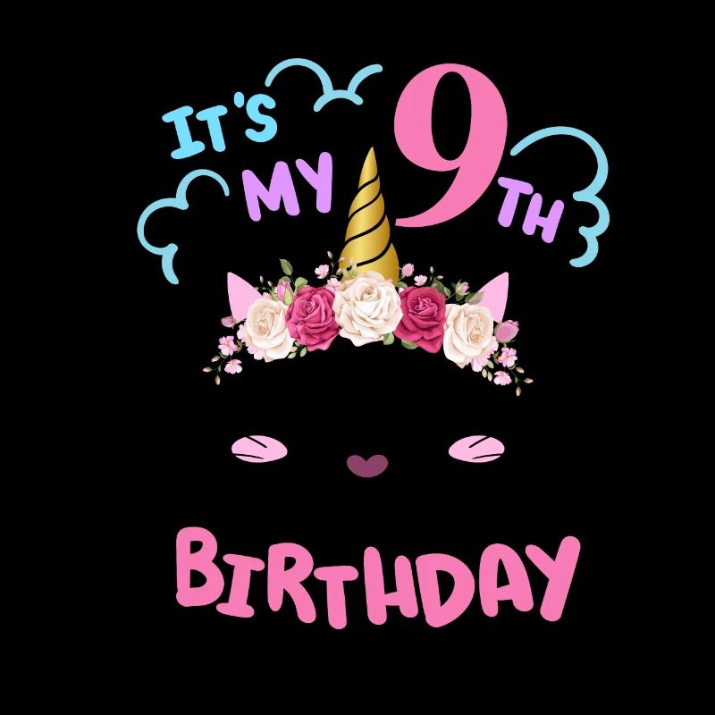 9. Geburtstag Mädchen Outfit Einhorn Katze