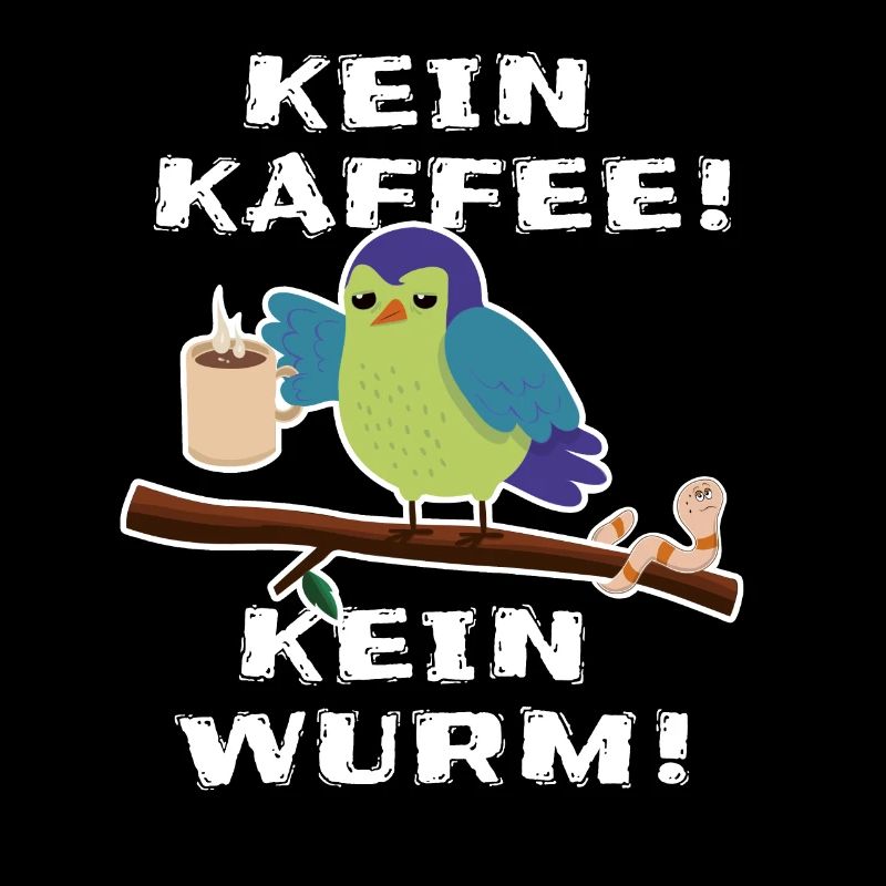 Müder Vogel mit Kaffee