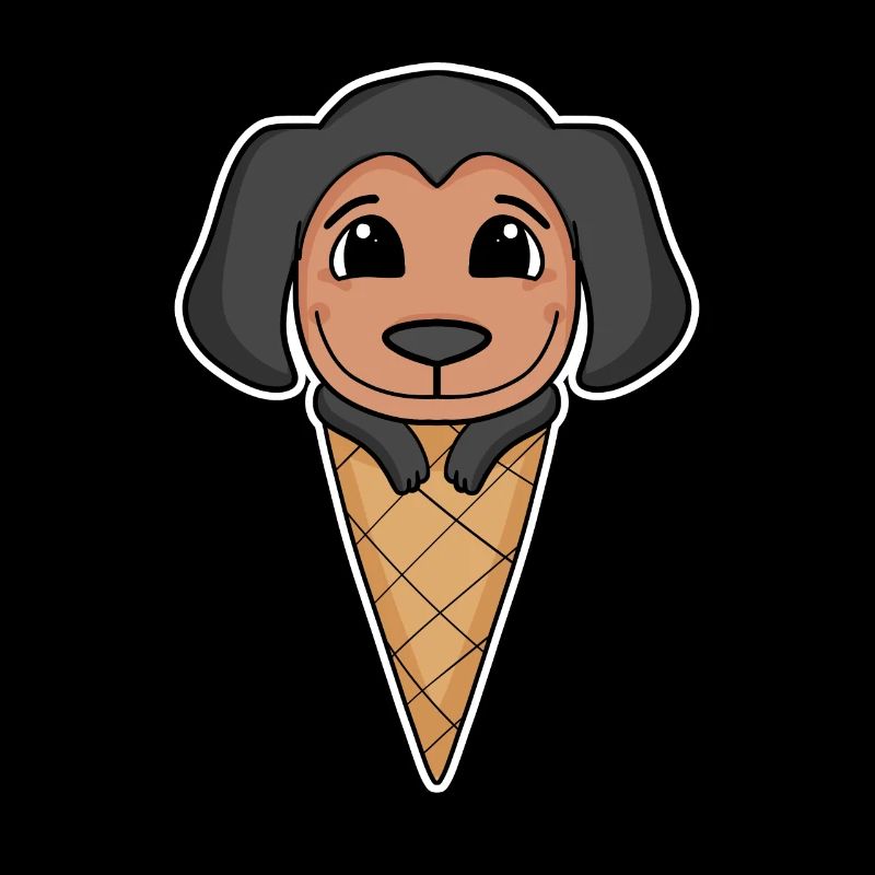Coonhound avec cornet de crème glacée - crème glacée