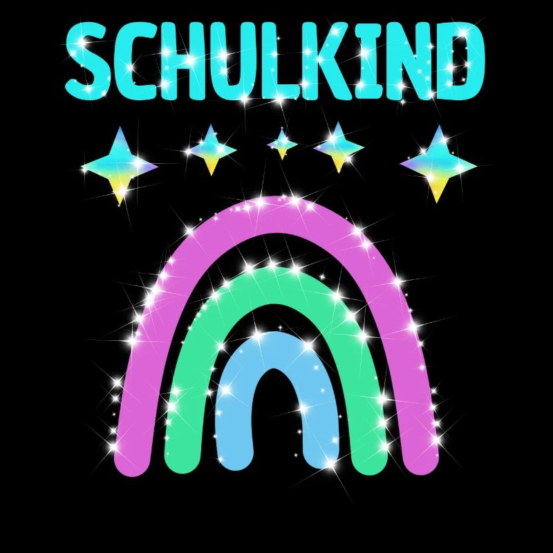 Schulkind Glitzer Regenbogen Einschulung