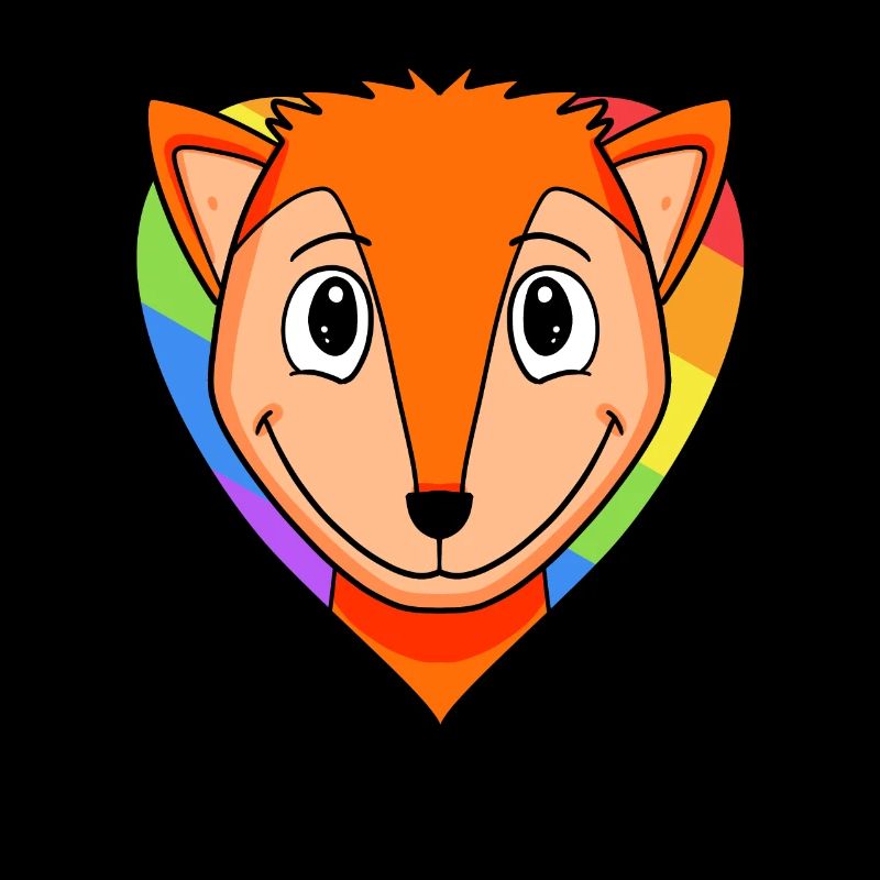 LGBT Animal Fox Rainbow Heart