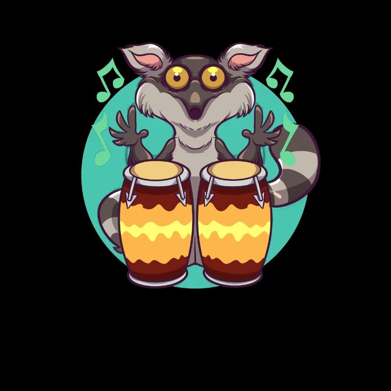 Comic Lemur spielt Percussion