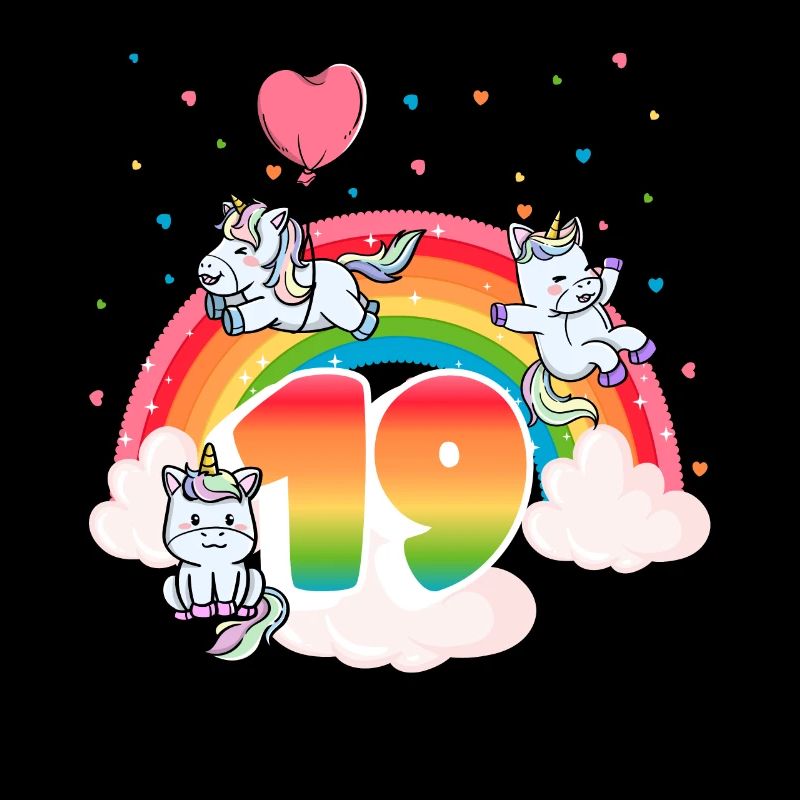Thème Licorne arc-en-ciel du 19e anniversaire